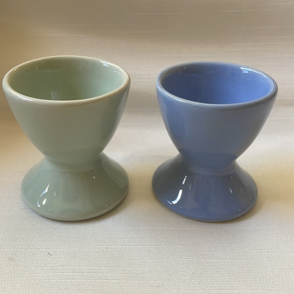 Set of 2 pastel blue mint color Egg Cups porcelain - Picture 6 of 6